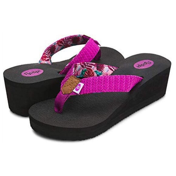 Floopi Womens Size 9 Thong Flip Flop Wedge Sandals Comfort Yoga Mat Footbed NEW - Picture 2 of 6